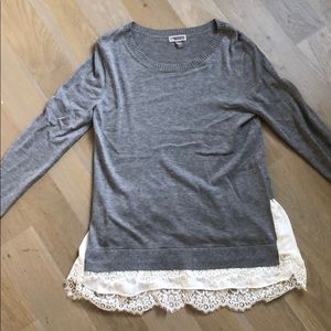Gray Sweater with Lace